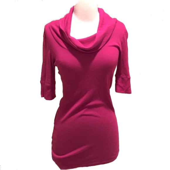 Express Deep Fuchsia Pink Cowl Neck Top - Picture 2 of 3